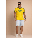 Camisa Bandeira do Brasil Bordada Torcedor Premium de Algodão
