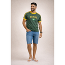 Camisa Bandeira do Brasil Bordada Torcedor Premium de Algodão