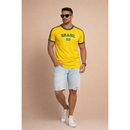 Camisa Bandeira do Brasil Bordada Torcedor Premium de Algodão