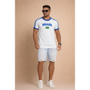 Camisa Bandeira do Brasil Bordada Torcedor Premium de Algodão