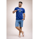 Camisa Bandeira do Brasil Bordada Torcedor Premium de Algodão