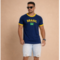 Camisa Bandeira do Brasil Bordada Torcedor Premium de Algodão